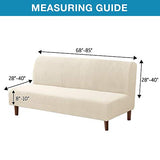 Flamingo P Stretch Armless Futon Covers - Full Queen Futon Couch Covers Slipcover - Soft Thick Jacquard, Biscotti Beige Flamingo P
