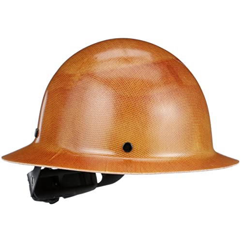 MSA 475407 Skullgard Full-Brim Hard Hat with Fas-Trac III Ratchet Suspension | Non-slotted Hat, Made of Phenolic Resin, Radiant Heat Loads up to 350F - Standard Size in Natural Tan - WoodArtSupply