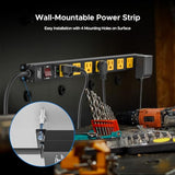 CRST 8 Outlet Metal Long Power Strip, 2100J Heavy Duty Surge Protector Power Strip, 6 FT Cord Mountable Wide Spaced Workshop Garage Power Strip, 15amp/1875W(Black+Yellow) CRST