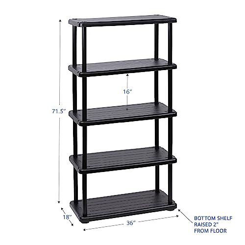 Iceberg Rough 'N Ready 5-Shelf Open Storage Unit, Black, 36" W x 74" H x 18" D Iceberg