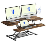 FLXISPOT 40in Standing Desk Converter, Height Adjustable Riser, Manual Lift with Gas Spring Monitor and Laptop Workstation, Rustic Color FLEXISPOT