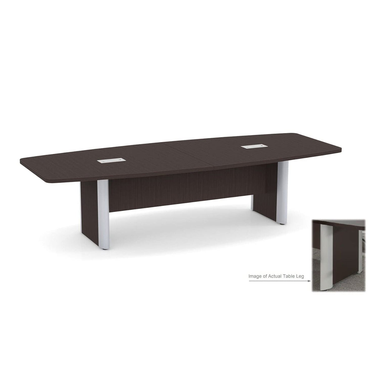 Thaweesuk Shop Espresso Finish 10 FT Modern Boat Shaped Conference Table Wood Hide Wires Inside Elliptical Metal Legs Desk Grommets Racetrack Meeting Room Boardroom Office 118''L x 47-32''W x 29''H Generic