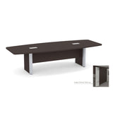 Thaweesuk Shop Espresso Finish 10 FT Modern Boat Shaped Conference Table Wood Hide Wires Inside Elliptical Metal Legs Desk Grommets Racetrack Meeting Room Boardroom Office 118''L x 47-32''W x 29''H Generic