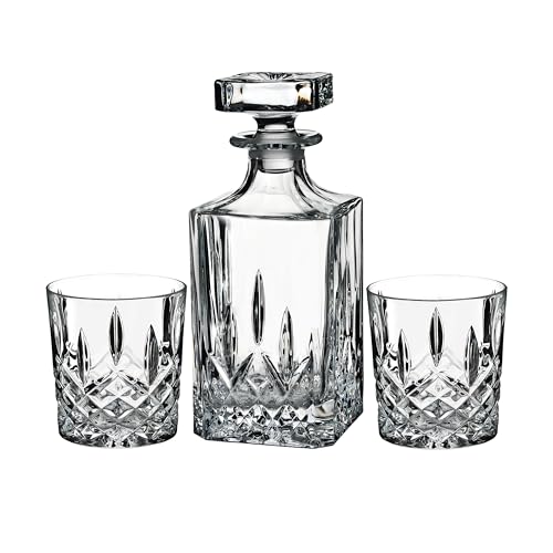 Marquis By Waterford Markham Square Decanter & Double Old Fashion Pair Decanter Set, 2 Count (Pack of 1), Clear, 30 fluid ounces Marquis By Waterford