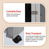 Rabbit Hutch Indoor and Outdoor Rabbit Cage 37 Inch Wide Wooden Hutch House Guinea Pig Cage with Wheels Rolling Large Hutch Cage,Grey PayLessHere