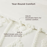 Bedsure Boho Tufted White Comforter King Size, GentleSoft™ 3 Pieces Boho Farmhouse Decor Bedding, Exquisite Shabby Chic Bedding for All Seasons, 1 Bed Comforter, 2 Pillow Shams, 104x90 Inches Bedsure