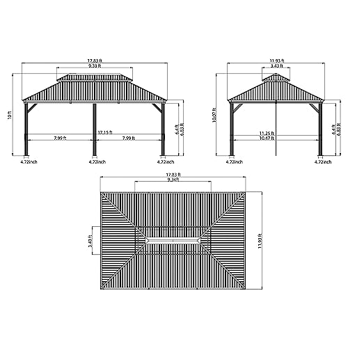 12x18Ft Hardtop Gazebo Aluminum Frame Gazebo with Galvanized Steel Double Roof Outdoor Permanent Metal Pavilion with Curtains and Netting for Patio Backyard and Lawn,Brown - WoodArtSupply