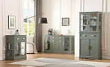FOREST GRAVITY 58.27'' Buffet Cabinet with 2 Drawers and Adjustable Shelves,Large Glass Door Coffee Bar Cabinet,Modern Farmhouse Sideboard Credenza for Kitchen,Green FOREST GRAVITY
