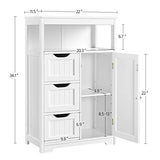 Yaheetech White Wooden Bathroom Floor Cabinet with 1 Door and 3 Drawers for Versatile Storage Yaheetech