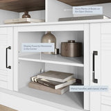 BELLEZE Modern 48" Farmhouse Wood TV Stand & Media Entertainment Center Console Table for TVs up to 50 Inch with Open Storage Shelves & Cabinets - Norrell (White) BELLEZE