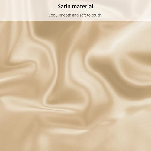 Lirex Satin Fitted Sheet Queen Size,Luxury & Ultra Soft Deep Pocket Single Bottom Bed Sheets Sold Separately, Champagne Lirex