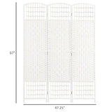 HOMCOM 3 Panel Room Divider, Folding Privacy Screen, 5.6' Room Separator, Wave Fiber Freestanding Partition Wall Divider, White HOMCOM
