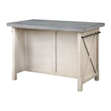 OSP Home Furnishings Nashville Kitchen Island with 2 Matching Stools, Cement Grey Top OSP Home Furnishings