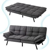 MUUEGM 71" Futon Sofa Bed with Memory Foam,Futon Couch with Adjust Backrest and Armrest, Couches Bed for Living Room,Studios, Apartments, Dormitories, Offices and Game Rooms. Dark Gray Sofa Bed MUUEGM