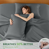SONORO KATE 100% Viscose Derived from Bamboo_, Extra Deep Pocket up to 18"-24",Ultra Soft & Cooling Sheets for Hot Sleepers, Hotel Luxury Silky Bed Sheets (Dark Grey,King) SONORO KATE