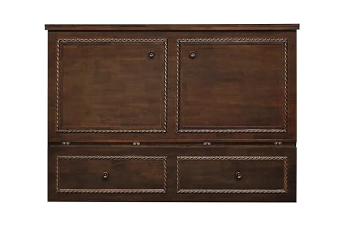 Mega Solutions Venetian Murphy Cabinet Bed with Deepest Storage Drawer On The Market and USB Charging Station (Queen, Dark Walnut) Mega Solutions