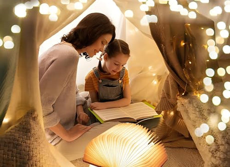 Ngtcglm Wooden Book Lamp, 3 Colors Folding Book Lamp, USB Rechargeable Book Lights, Light Up Book Lamp Decor, Novelty Unique Lamp, Creative Gifts for Book Lovers Ngtcglm