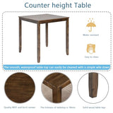 KEIKI 5-Piece Counter Height Dining Table Set with Square Table and 4 Upholstered X-Shaped Backrset Chair, for 4 Person, Modern Style Wooden Table Set, Easy Assembly, for Kitchen, Dining Room, Walnut KEIKI