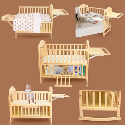 Flwrgirl Mini Baby Cribs 4-in-1 Convertible - Cunas para Bebes with Changing Shelf and Mattress Included,2024 Wood Baby Bassinets Bedside Crib Sleeper,Unpainted - WoodArtSupply