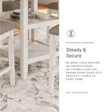 Signature Design by Ashley Erinberg Casual Counter Height Dining Table and 4 Armless Upholstered Bar Stools with Footrest and 2 Shelves, Set of 5, White & Light Gray Signature Design by Ashley