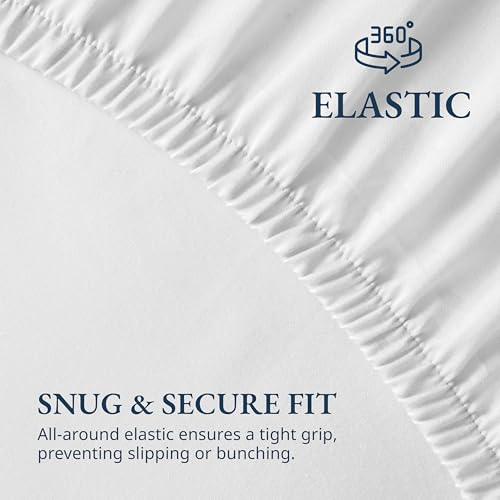 LANE LINEN Twin Fitted Sheets, 100% Organic Cotton 2-Piece Set (1 Fitted Sheet, 1 Pillowcase), Percale Weave, Bottom Sheet, Soft, Breathable, Fits Mattress Upto 15' Deep - White (No Flat Sheet) LANE LINEN