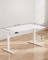 FEZIBO L Shaped Electric Corner Standing Desk, 55×32 inch Home Office & Computer Height Adjustable Table with 4 Memory Height Settings, Ergonomic Sit and Stand Desk with Splice Board, White Top FEZIBO