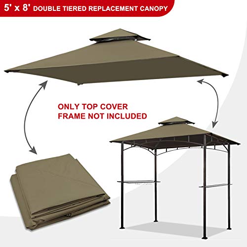 Eurmax USA High Performance Grill Gazebo Canopy Replacement Cover 5x8 BBQ Gazebo Shelter Top（Cocoa - WoodArtSupply