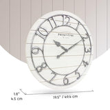 Presentime & Co Classic Farmhouse Shiplap Clock, 19.5 inch, Galvanized Finish Arabic Numerals with White Shiplap Style. Large Farmhouse Decor for Living Room, Entryway, Home Office. Wall Décor Presentime