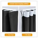 hoeflife Room Divider Curtains Blackout Floor to Ceiling Curtain with Hook Wall Mount Sliding Door Curtains Ceiling Mount Extra Wide Curtain Wall Divider for Room Separation (Black, W100 x H84 Inch) hoeflife
