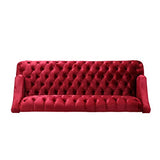 Christopher Knight Home Minxi Velvet Sofa Couch, Home Sofa Living Room with Birch Wood Legs, Comfort Modern 3 Seater Couch with Button Tufted Diamond Stitch, Luxury Chaise Lounge Chair, Wine Red Christopher Knight Home