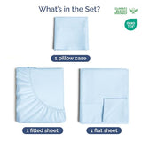 Twin XL Sheet Set - 100% Cotton Sheets - 3 Piece Twin XL Size Cotton Bed Set with Deep Pockets up to 16 Inches - Soft, Breathable & Cooling - Fade and Stain Resistant - Machine Washable - Light Blue CGK Unlimited