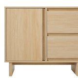 Walker Edison Scandinavian Beveled 2-Door, 2-Drawer Sideboard, 63 Inch, Coastal Oak Walker Edison