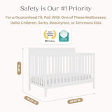 Delta Children Isabelle 6-in-1 Convertible Crib, Converts to Toddler Bed, Daybed, Sofa & Full Bed With/Without Footbaord, Fits Standard Crib Mattress, 3 Mattress Heights for Baby Nursery, Bianca White
