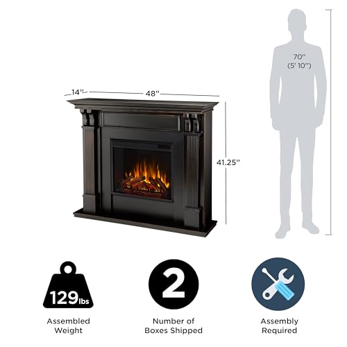 Real Flame Ashley 48" Electric Fireplace with Mantel for Living Room or Bedroom, Replaceable Fireplace Insert Heater, Realistic Log and Flame Effect, Remote Control, Timer Real Flame