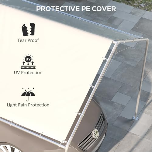 Outsunny 10' x 20' Carport Replacement Top Canopy Cover, UV Resistant and Water Resistant Car Port Portable Garage Tent Cover with Ball Bungee Cords, Outsunny