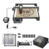 Longer RAY5 5W Laser Cutter and Laser Engraver for Tumblers, Rotary Roller Bundle, 17.3"x 17.3" Working Bed, Enclosure with Vent, and Air Pump, Laser Engraver for Wood and Metal, Acrylic Longer