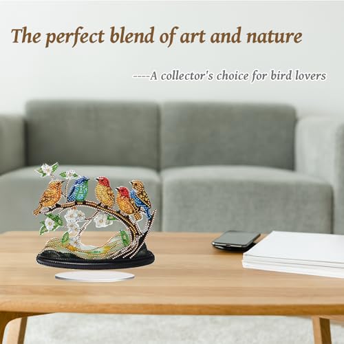 VNRGG Spring Bird on a Branch, Diamond Art Tabletop Kit with Special Shaped Crystals Bird for Study Room Decor, Boxed VNRGG
