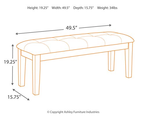 Signature Design by Ashley Haddigan Traditional Upholstered Dining Room Bench, Dark Brown - WoodArtSupply