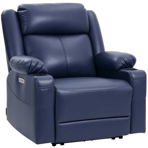 EONIX Wall Hugger Recliner for Small Space, Real Zero Clearance Power Recliner, Lazy Boy Recliner Chair with Cup Holders for RV, Living Room, Bedroom, SXXY011990, Navy Blue