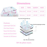 Cmfshape Garden Floral Bedding Set Twin,Reversible Quilted Bedspread,Pink Butterfly Quilt Set,Reversible Stitched Coverlet with 1 Pillow Sham(Twin68 x86 Pink) Cmfshape