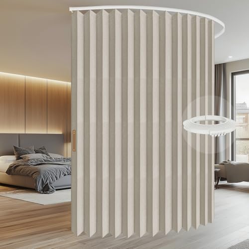 AJAZZ 100% Blackout Room Divider Curtains Screen Partitions, Blackout Sound Reducing Divider Room Panel for Doorway Glass Window Sliding Door Patio(Cream White, W100 x L84, 1 Pack) AJAZZ