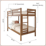 Grain & Grove Bear Twin Over Twin Bunk Bed, Sturdy Bunk Bed Frame for Kids, Plywood Bunk with Ladder, Guardrail, and Slats, No Box Spring Required, Oak Embossed Pecan Grain & Grove