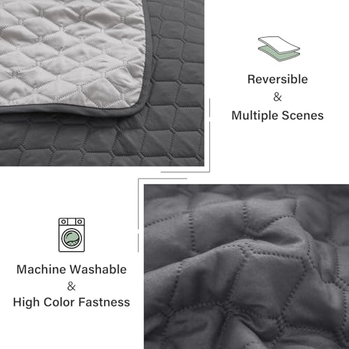 Exclusivo Mezcla Ultrasonic Reversible Full Queen Quilt Bedding Set with Pillow Shams, Lightweight Quilts Queen Size, Soft Bedspreads Bed Coverlets for All Seasons - (Grey, 90"x96") Exclusivo Mezcla