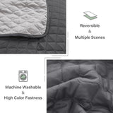 Exclusivo Mezcla Ultrasonic Reversible Full Queen Quilt Bedding Set with Pillow Shams, Lightweight Quilts Queen Size, Soft Bedspreads Bed Coverlets for All Seasons - (Grey, 90"x96") Exclusivo Mezcla