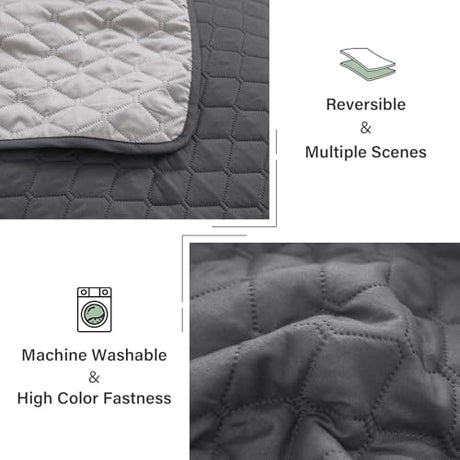 Exclusivo Mezcla Ultrasonic Reversible Full Queen Quilt Bedding Set with Pillow Shams, Lightweight Quilts Queen Size, Soft Bedspreads Bed Coverlets for All Seasons - (Grey, 90"x96") Exclusivo Mezcla
