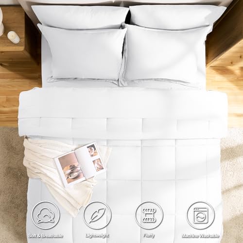 CozyLux Full Size Comforter Sets White - 7 Pieces Bed in a Bag Full, Oeko-Tex Certified Bed Set, All Season Soft Bedding Set with Down Alternative Comforter, Sheets, Pillowcases & Pillow Shams CozyLux