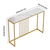 Wisfor Sintered Stone Entryway Console Table: White Marble Tabletop Long Table with Golden Frame - Narrow Side Table Behind Sofa for Hallway Foyer, 47x12x31 inch Wisfor