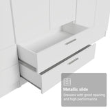 Madesa 6 Doors 4 Drawers Wardrobe Set Armoire Closet Bedroom Storage Cabinet with Shelves and Hanging Space 94" L Wooden Clothing Organizer Unit (White) Madesa