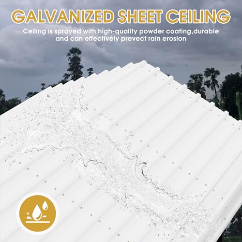 JAMFLY Carport, 12X15 FT Metal Carport, Heavy Duty Carport Canopy with Galvanized Steel Roof and Frame, Metal Car Garage Upgraded Extra Large Garage for Pickup, Boat, Car and Tractors, White JAMFLY