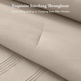 Madison Park Essentials Striped Comforter Set Queen, 7 Pieces Modern Minimalist Jacquard Bedding Set for All Season, Bed in A Bag with Sheet Set and Soft Brushed Reverse, Lightweight Neutral Madison Park Essentials
